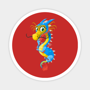 Dragon Cartoon Blue Magnet